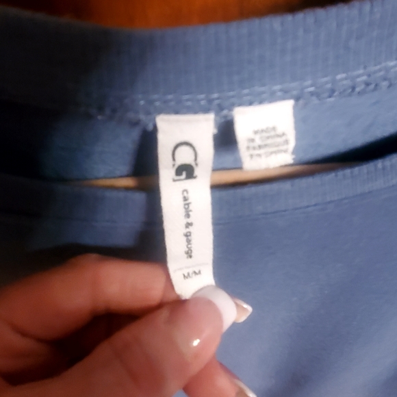 Cable and Gauge Slate Blue Casual Women's L/S with Lacing sz M - Picture 5 of 5